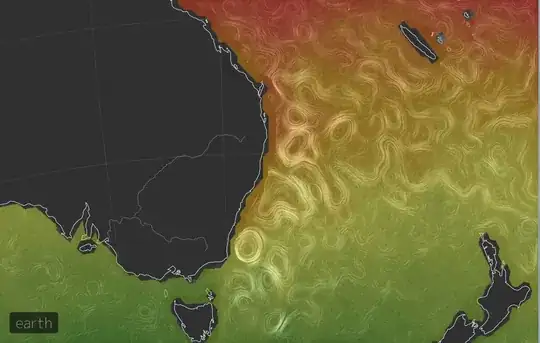 Ocean currents off Australia