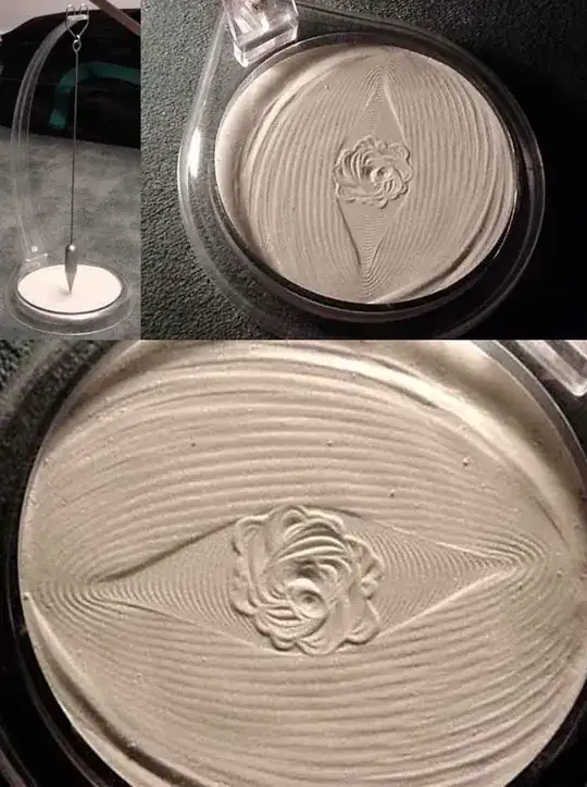 This image is of a sand pendulum design that a shop owner claims was created during the 45 second earthquake in Olympia, WA in 2001