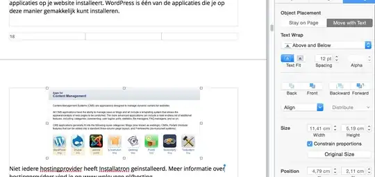 My image settings in Pages