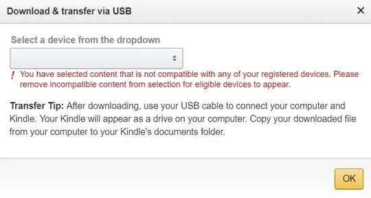 You have selected content that is not compatible with any of your registered devices. Please remove incompatible content from selection for eligible devices to appear. Transfer Tip: After downloading, use your USB cable to connect your computer and Kindle. Your Kindle will appear as a drive on your computer. Copy your downloaded file from your computer to your Kindle's documents folder.