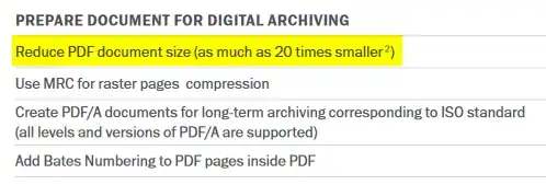 ABBYY FineReader 14 Reduce file size option