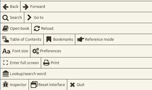 The book options menu