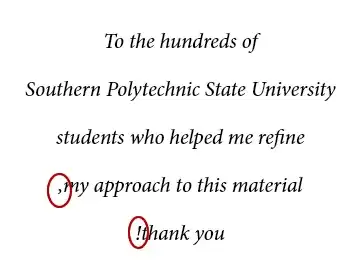 Image of text with punctuation moved