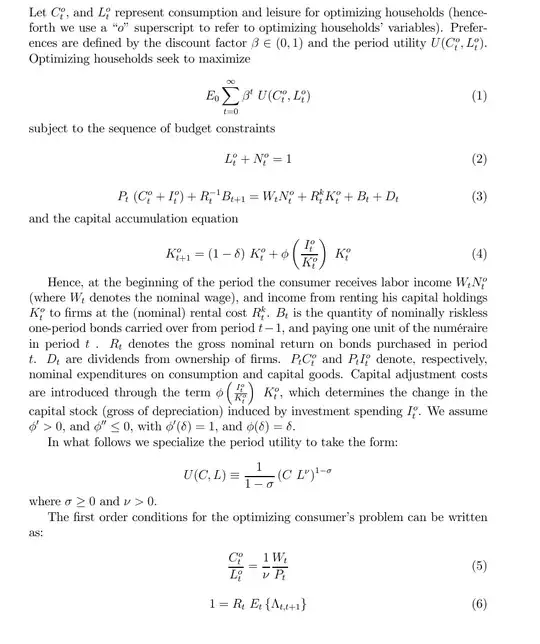 The model and constraints