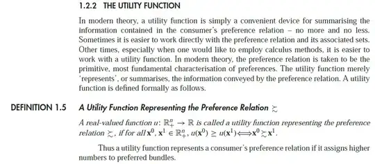 Definition of a utility function
