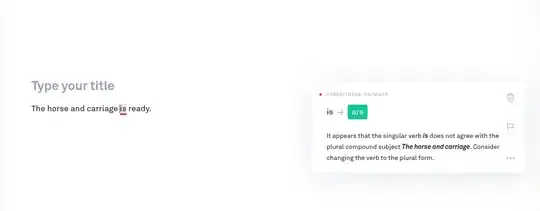 Grammarly screenshot saying "it appears that the singular verb "is" does not agree with the plural compound noun "The horse and carriage"