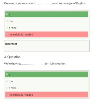 Picture of the questions and answer