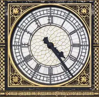 Big Ben clockface subtitled DOMINE SALVAM FAC REGINAM NOSTRAM VICTORIAM PRIMAM