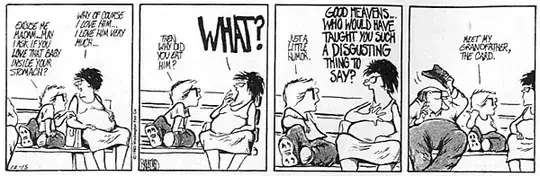 Cartoon of child asking about a baby in stomach