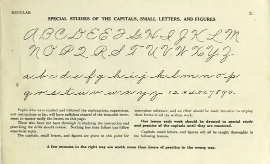 Alphabet and numerals from The Palmer Method of Business Writing