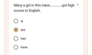 many a girl in this class _____ got high scores in English