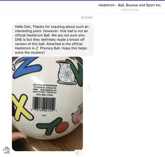 Facebook reply from Hedstrom with photo of A-Z Phonics ball pairing a *yoyo* with <code>Y</code>