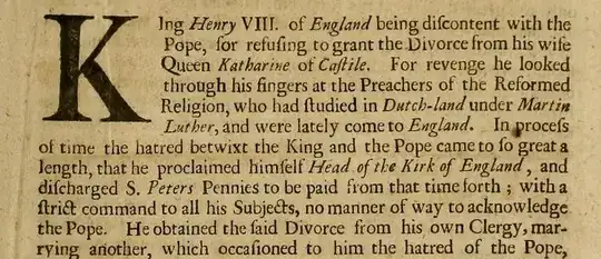 excerpt illustrating British typographical convention in 17th century