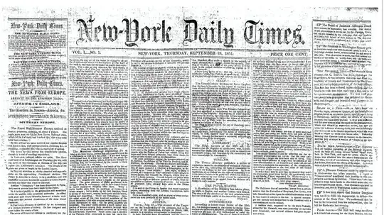 New York Times 1851