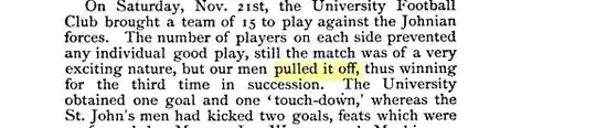 The number of players on each side prevented any individual good play, still the match was of a very exciting nature, but our men pulled it off, thus winning for the third time in succession.