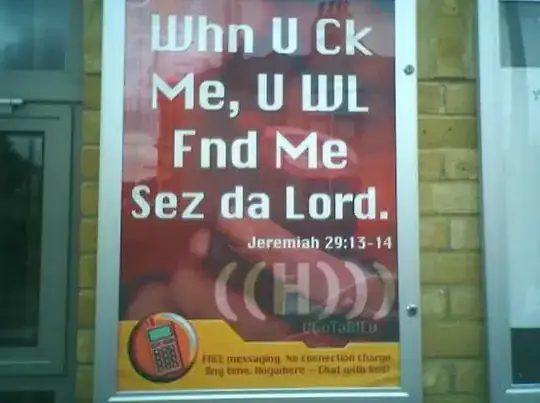 Poster outside a church with bible quote in textspeak