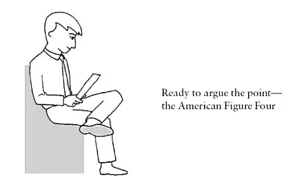 Legs crossed in a figure four