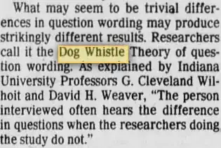 dog whistle 16 Oct 1988