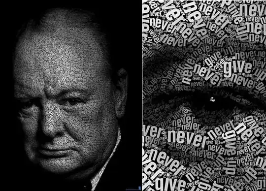 Text portrait of Winston Churchill