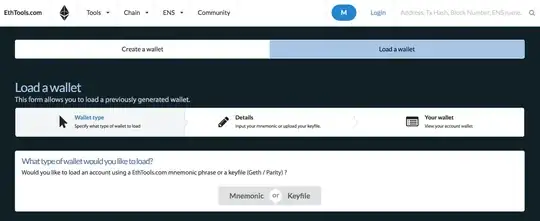 The load wallet screen