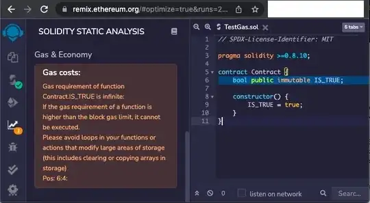 Code and warning from Remix IDE