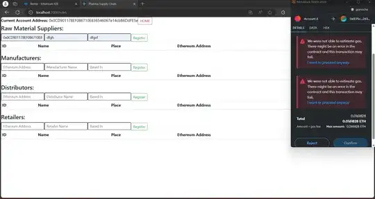 Image shows error that it is not able to estimate gas and this transaction may fail