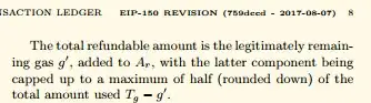 Gas refund up to half of gas spent