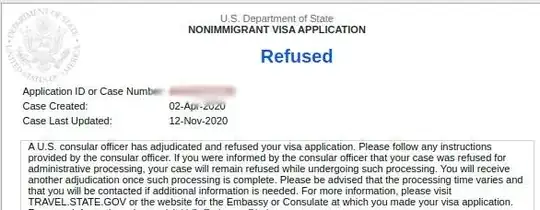 Redacted image of document stating Refused