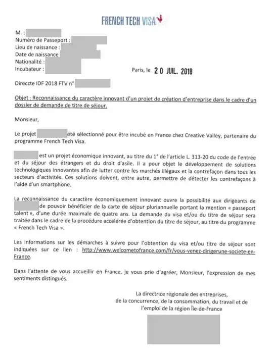 Page 1 French Tech Visa Invite Letter