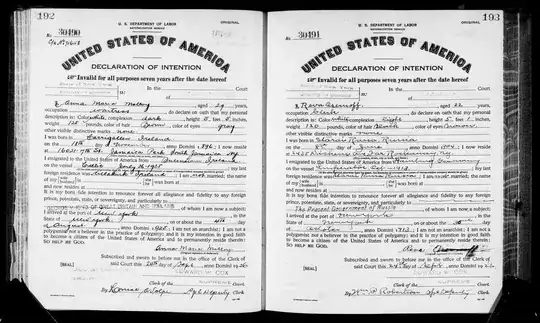 Declaration of intention for naturalization for Reva Osernoff