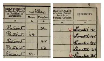Infirmity codes from 1911 census