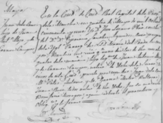 Baptism record for Juan de la Cruz Alejo