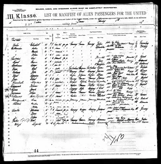 Passenger Manifest - page 1