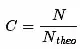 $$C =\frac{N}{N_{theo}}$$