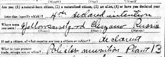 Answer to question, "Where were you born"