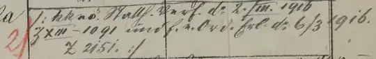 Baptism register entry snippet