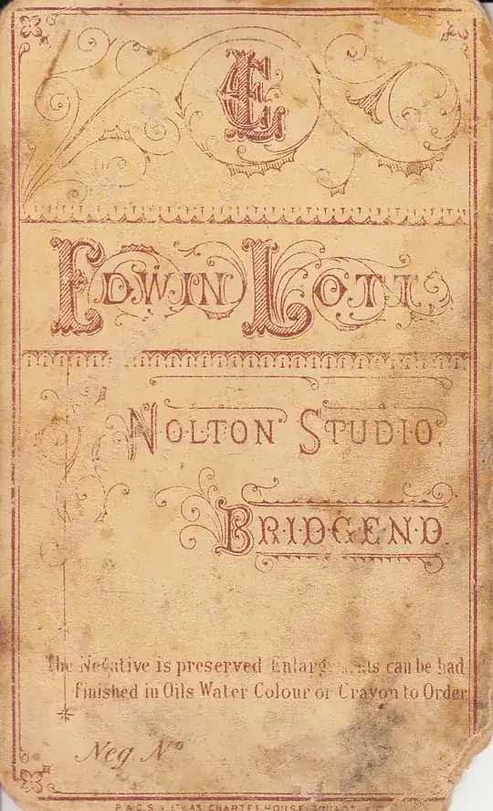 Back of photo of unknown Morgan relative from Bridgend