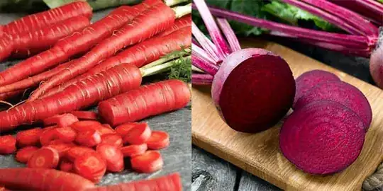 Rote Karotten und Rohnen