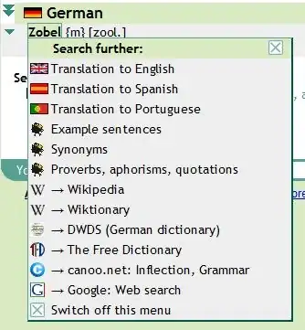 Beolingus context menu