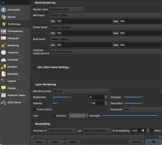 screenshot of the symbology section