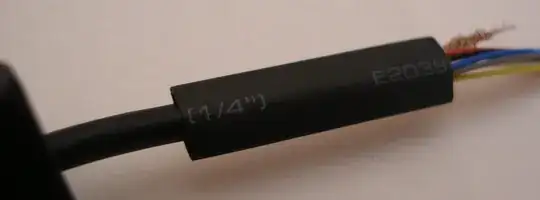 Closeup of heatshrink placed on the cable, but not yet shrunk