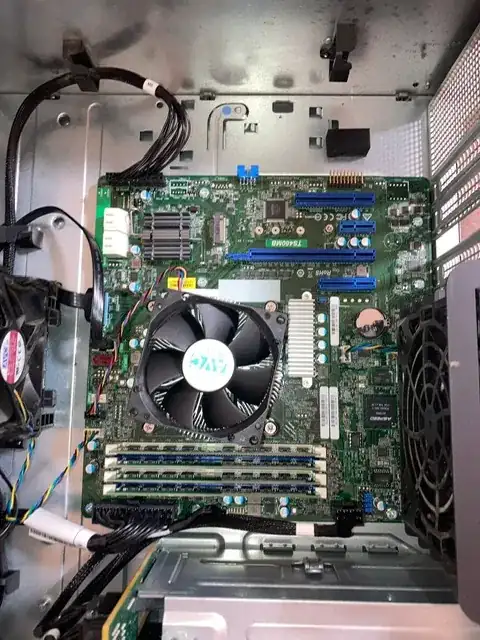 The motherboard minus the RAID Controller