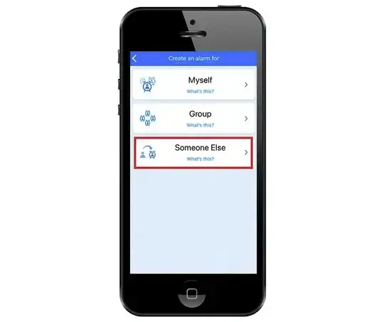 galarm screen for "somebody else"