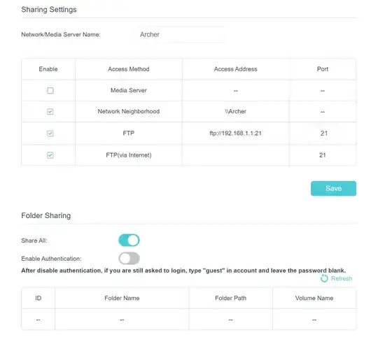 TP-Link Router USB-Sharing Options Screenshot
