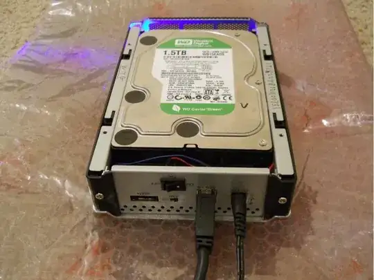 A 1.5 TB WD Green in a metal enclosure.