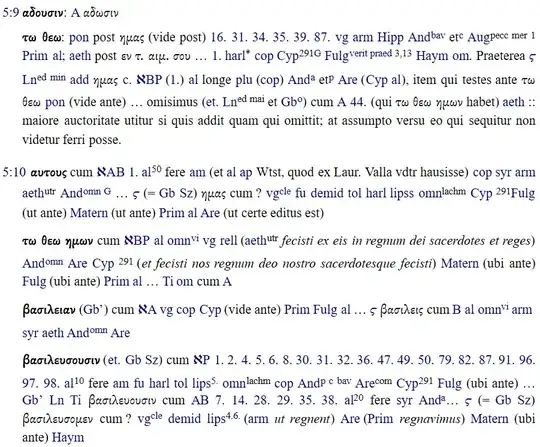 Revelation 5:9–10, Critical Apparatus, Constantin Tischendorf
