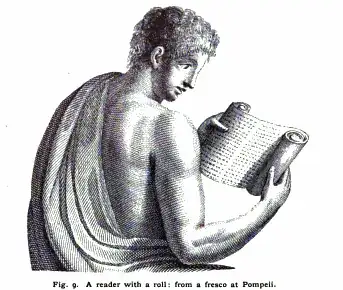 A reader with a roll: from a fresco in Pompeii