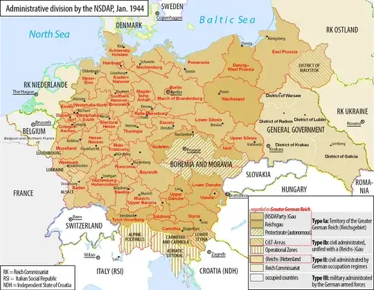 Map of German gaue in 1944