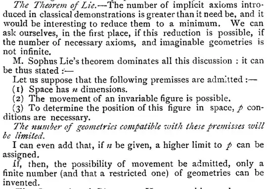 Poincare quotation Theorem of Lie