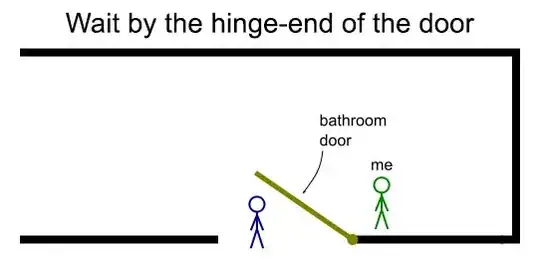 wait by the hinge-end of the door